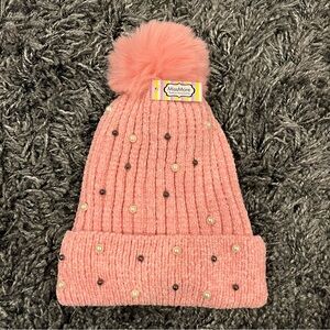 🌸MISS. MORE PINK EMBELLISHED WOMEN’S POMPOM WINTER HAT🌸